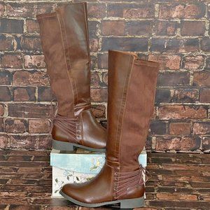 JustFab Glorieta Cognac Knee Boots Size 9